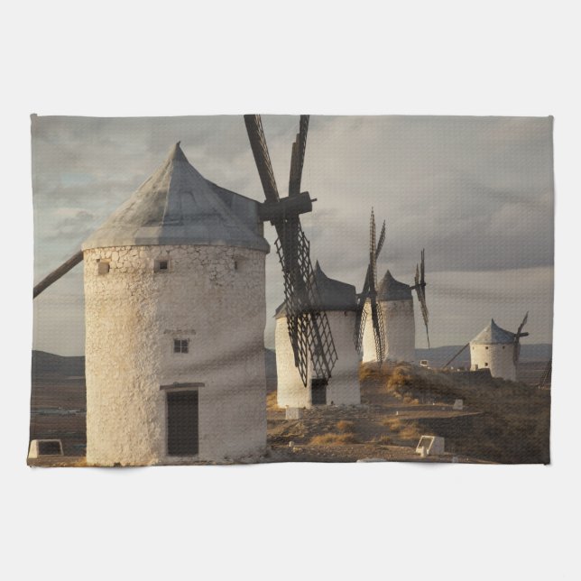 Paño De Cocina Consuegra, molinos de viento antiguos de La Mancha (Horizontal)