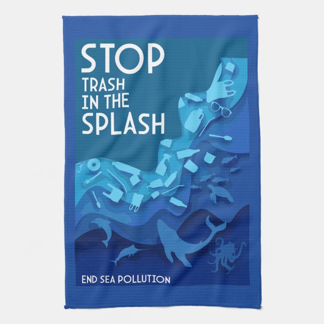 Paño De Cocina Contaminación del mar final (Vertical)