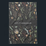 Paño De Cocina contemporáneo negro moderno botánico elegante<br><div class="desc">diseño elegante de diseño moderno con motivos florales negros,  botánicos y elegantes.</div>