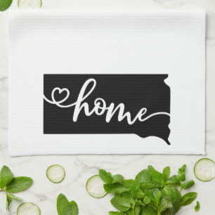 Paño De Cocina Contorno de estado de origen Corazón de Dakota del