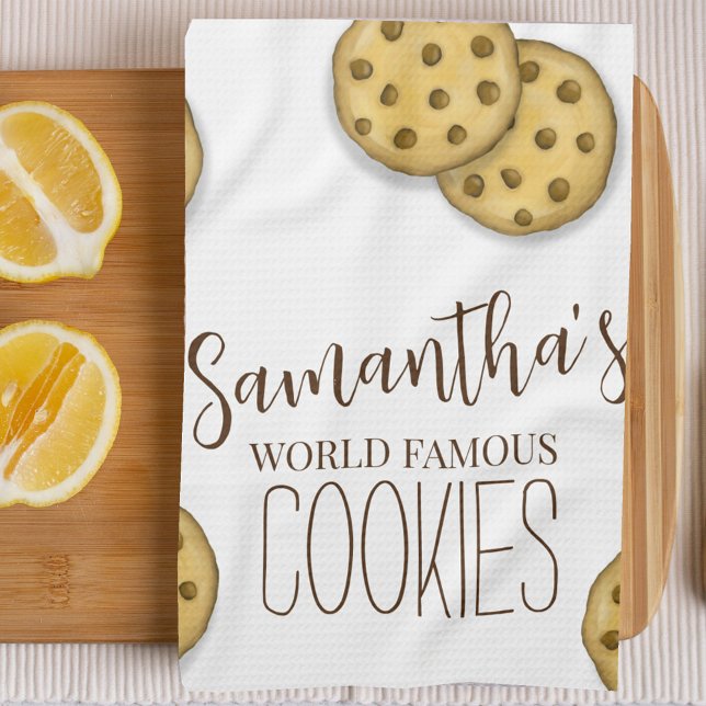 Paño De Cocina Cookies de hornear personalizadas (Custom personalized kitchen towel with chocolate chip cookies artwork. )