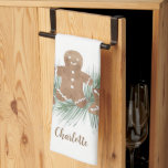 Paño De Cocina Cookies de navidades<br><div class="desc">Esta toalla de cocina festiva está decorada con galletas de Navidades acuáticas y follaje. Personalizable fácilmente con su nombre o monograma. Acuarela original © Michele Davies.</div>