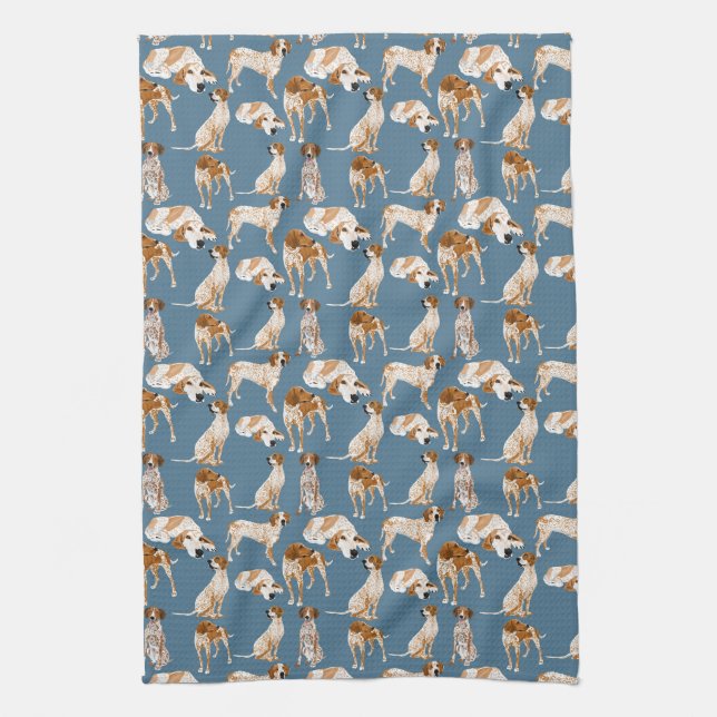 Paño De Cocina Coonhounds de Redtick en gris azul (Vertical)