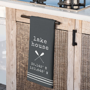 Paño De Cocina Coordenadas personalizadas de la Casa del Lago