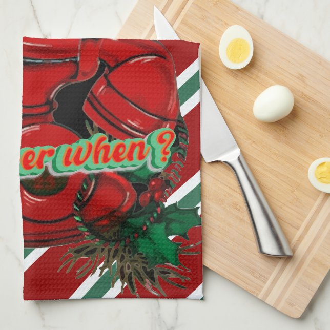 Paño De Cocina Coordinación telefónica de Navidades rojos antiguo (Doblado Cuarto)