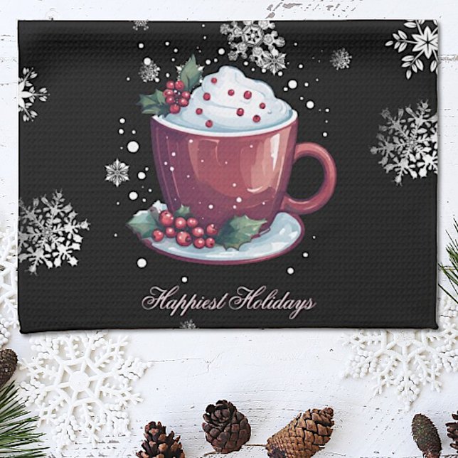 Paño De Cocina Copa de navidades de chocolate caliente (Christmas Cup of Hot Chocolate Kitchen Towel)