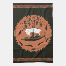 Paño De Cocina Copa Dionysus: Dios griego en barco con vides y de