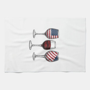 Paño De Cocina Copas de vino patrióticas diseño de camiseta vecto