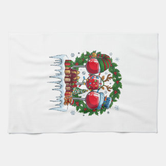 Paño De Cocina Copas de vino rojas de Navidad Corona de acebo Hom