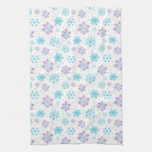 Paño De Cocina Copo de Nieve Invernal Púrpura y Azul