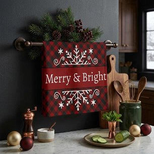 Paño De Cocina copo de nieve Plaid Merry & Bright