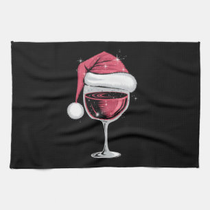 Paño De Cocina Copo de vino tinto Navidad Divertida Navidad Xmas 