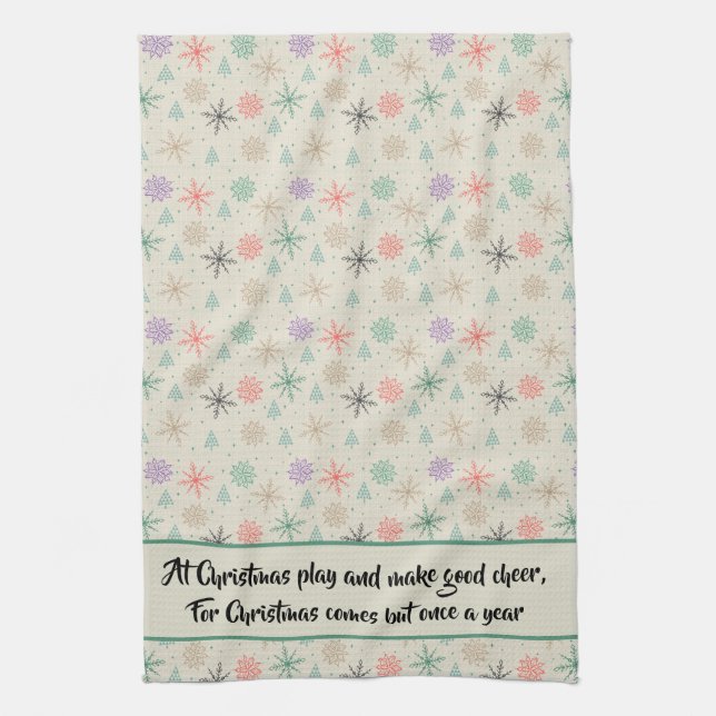 Paño De Cocina Copos de nieve a mano Árboles de Navidad Multicolo (Vertical)