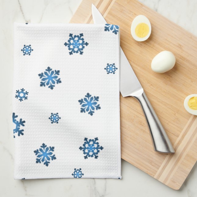 Paño De Cocina Copos de nieve (azul y negro) (Doblado Cuarto)