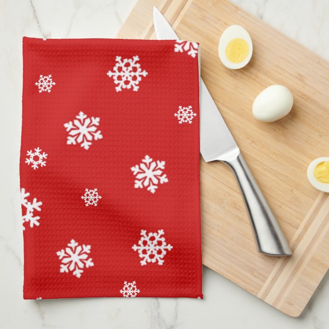 Paño De Cocina Copos de nieve (blanco) [patrón de Navidades] (Doblado Cuarto)