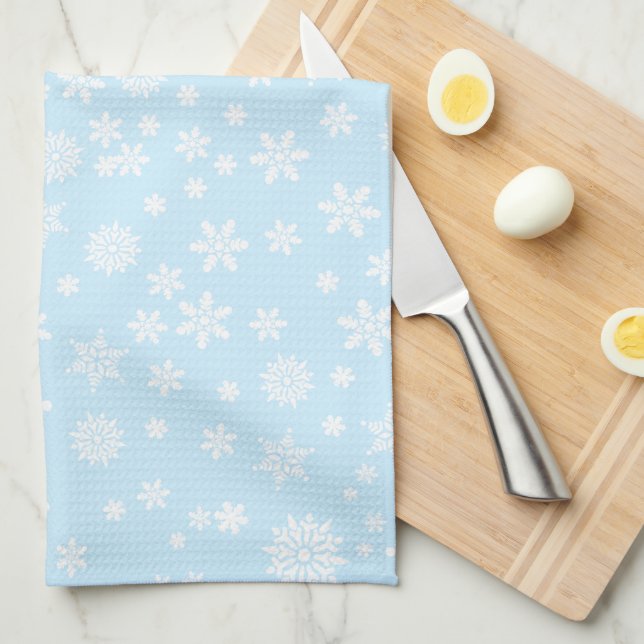 Paño De Cocina Copos de nieve blancos (Doblado Cuarto)