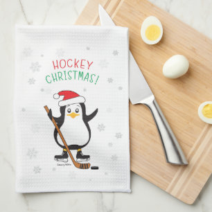 Paño De Cocina Copos de nieve del gorra de Santa del pingüino del