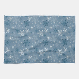 Paño De Cocina Copos de nieve en un fondo azul