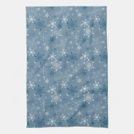 Paño De Cocina Copos de nieve en un fondo azul
