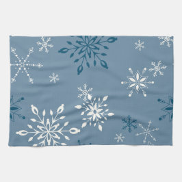 Paño De Cocina Copos de nieve en un fondo azul