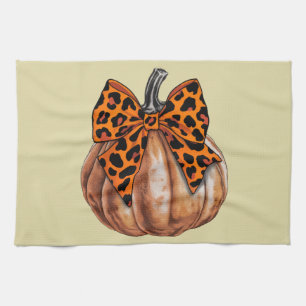 Paño De Cocina Coqueta de Halloween Retro con Lazo de Calabaza Es