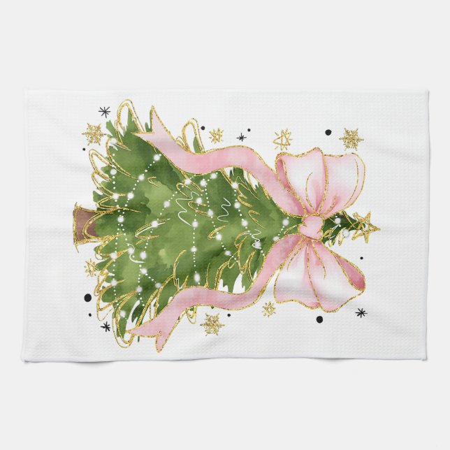 Paño De Cocina Coquette Bow Christmas Tree Holiday Outfit W (Horizontal)