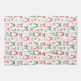 Paño De Cocina Coquette Christmas Bows Red Green Kitchen Towels