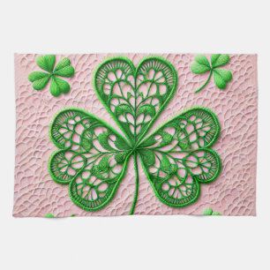 Paño De Cocina Coquette floral encaje shamrock Día de San Patrici