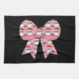 Paño De Cocina Coquette Navidad Lazo Rosa Santa Antiguo Retro 