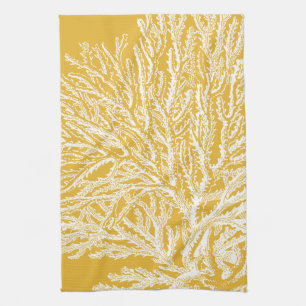 Paño De Cocina Coral amarillo y blanco