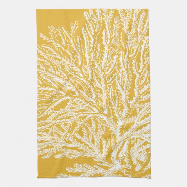 Paño De Cocina Coral amarillo y blanco (Vertical)