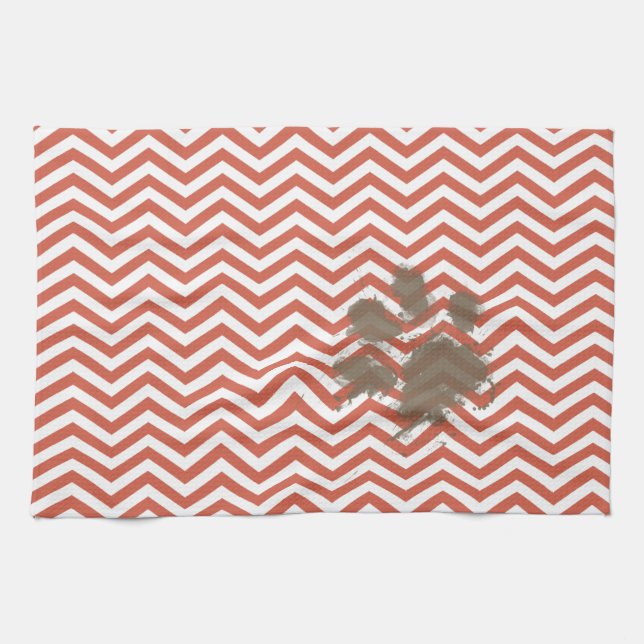 Paño De Cocina Coral oscuro Chevron (Horizontal)