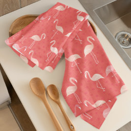 Paño De Cocina Coral Rojo Flamenco Rosa Patrón Personalizado