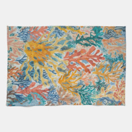 Paño De Cocina Coral Turquesa Amarillo Naranja Playera