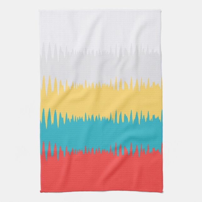 Paño De Cocina Coral Turquesa Amarillo Rayas Blancas (Vertical)