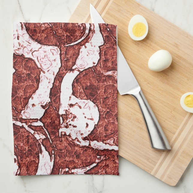 Paño De Cocina Corales rocosos accidentados y puntos blancos (Doblado Cuarto)