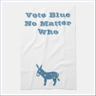 Paño De Cocina Corazón azul lindo Donkey VOTO AZUL