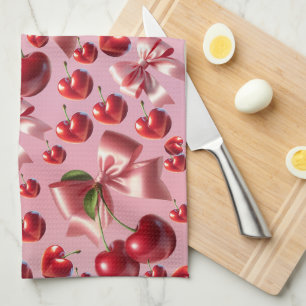 Paño De Cocina Corazón Coquette Personalizado Patrón de Lazo de C