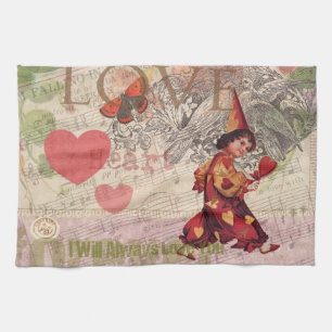 Paño De Cocina Corazón de amor Dulce corazón San Valentín Querubí