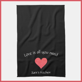 Paño De Cocina Corazón de amor negro moderno