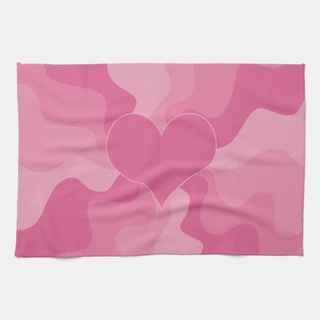 Paño De Cocina Corazón de amor - Rosa (Horizontal)