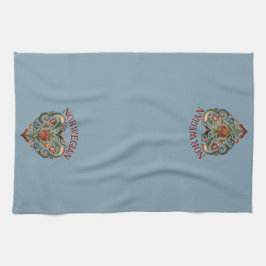 Paño De Cocina Corazón de Arte Popular Rosemaling noruego