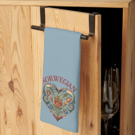 Paño De Cocina Corazón de Arte Popular Rosemaling noruego