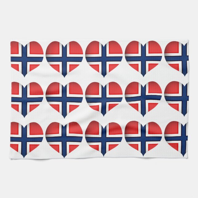 Paño De Cocina Corazón de bandera de Noruega (Horizontal)
