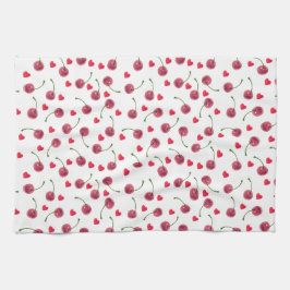 Paño De Cocina Corazón de cerezo acuarela