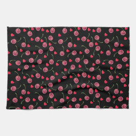 Paño De Cocina Corazón de cerezo acuarela