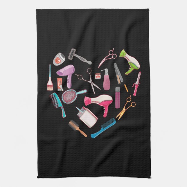 Paño De Cocina Corazón de herramienta hairstylist Hairdresser (Vertical)