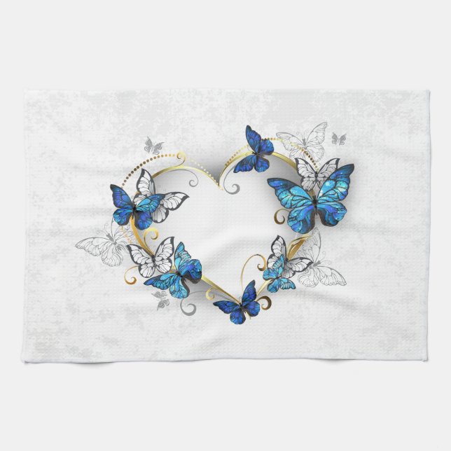 Paño De Cocina Corazón de joyas con mariposas Morfo (Horizontal)