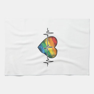 Paño De Cocina Corazón de latido de arcoíris diseño de grabado vi