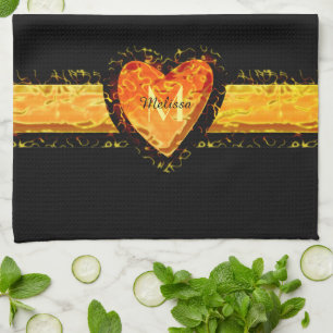 Paño De Cocina Corazón de naranja elegante Día de San Valentín Mo